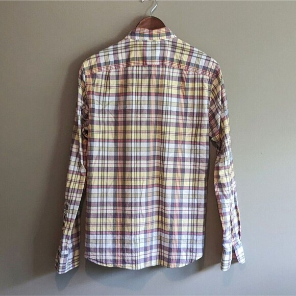 J.Crew Size Small Plaid Shirt Lightweight Yellow Slim Fit Mens S Button Up LS - Picture 3 of 3